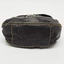 Miu Miu Black Leather Studded Top Handle Bag