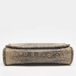 Miu Miu Beige/Black Lizard Embossed Leather Small Club Crossbody Bag