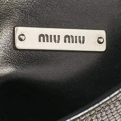 Miu Miu Beige/Black Lizard Embossed Leather Small Club Crossbody Bag