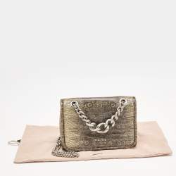 Miu Miu Beige/Black Lizard Embossed Leather Small Club Crossbody Bag