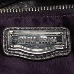 Miu Miu Dark Grey Matelassé Leather Coffer Hobo