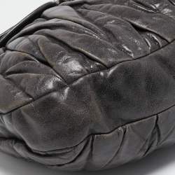 Miu Miu Dark Grey Matelassé Leather Coffer Hobo
