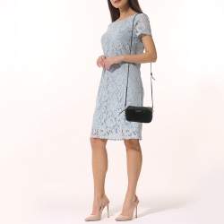 Pre Owned Miu Miu Black Matelassé Leather Double Zip Crossbody Bag