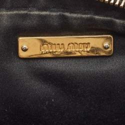 Pre Owned Miu Miu Black Matelassé Leather Double Zip Crossbody Bag