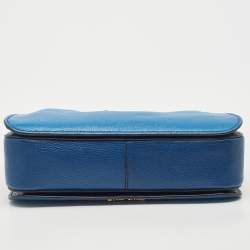 Miu Miu Two Tone Blue Madras Leather Pushlock Tote