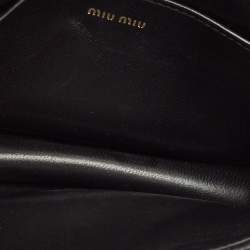 Miu Miu Black Matelassé Leather Crystals Buckle Chain Clutch