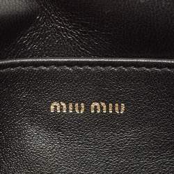 Miu Miu Black Matelassé Leather Crystals Buckle Chain Clutch