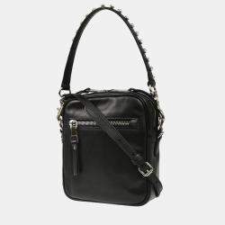 Miu Miu Black Leather Embellished Crossbody Bag