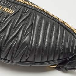 Miu Miu Black Matelassé Leather Belt Bag