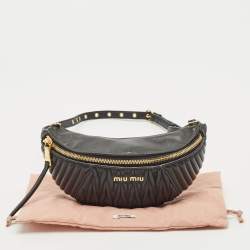 Miu Miu Black Matelassé Leather Belt Bag