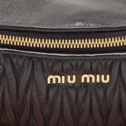 Miu Miu Black Matelassé Leather Belt Bag