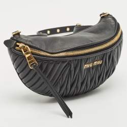 Miu Miu Black Matelassé Leather Belt Bag