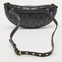 Miu Miu Black Matelassé Leather Belt Bag