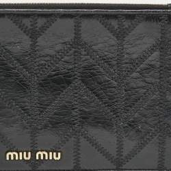 Miu Miu Black Patchwork Leather Utility Wallet