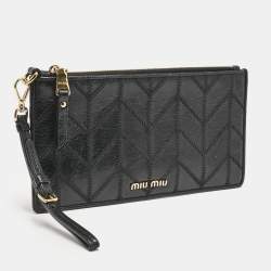 Miu Miu Black Patchwork Leather Utility Wallet