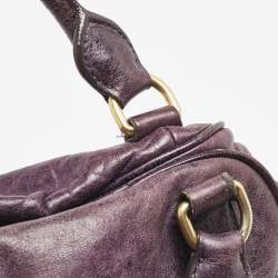 Pre Owned Miu Miu Purple Distressed Leather Charm Satchel