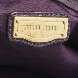 Pre Owned Miu Miu Purple Distressed Leather Charm Satchel