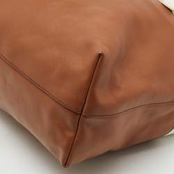 مملوكة مسبقًا Miu Miu Brown/Cream Leather Shopper Tote