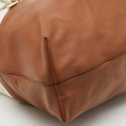 مملوكة مسبقًا Miu Miu Brown/Cream Leather Shopper Tote