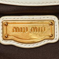 مملوكة مسبقًا Miu Miu Brown/Cream Leather Shopper Tote