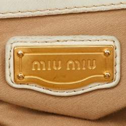 Miu Miu Cream Matelasse Leather Shopper Tote