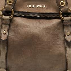 Pre Owned Miu Miu Beige Leather Bow Satchel