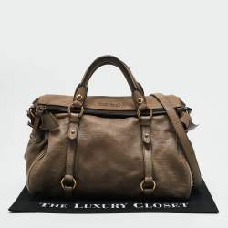 Pre Owned Miu Miu Beige Leather Bow Satchel