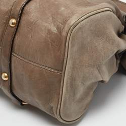 Pre Owned Miu Miu Beige Leather Bow Satchel