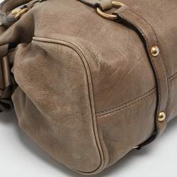 Pre Owned Miu Miu Beige Leather Bow Satchel