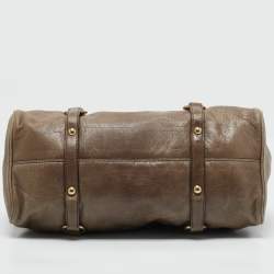 Pre Owned Miu Miu Beige Leather Bow Satchel