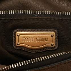 Pre Owned Miu Miu Beige Leather Bow Satchel