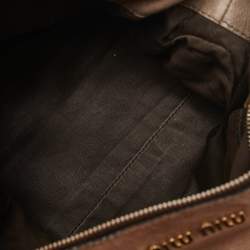 Pre Owned Miu Miu Beige Leather Bow Satchel