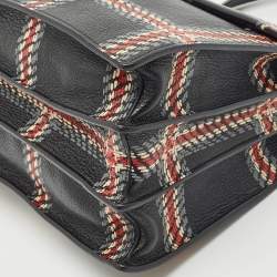 Miu Miu Black/Multicolor Print Leather Madras Top Handle Bag