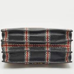 Miu Miu Black/Multicolor Print Leather Madras Top Handle Bag