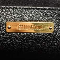 Miu Miu Black/Multicolor Print Leather Madras Top Handle Bag