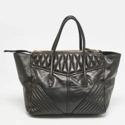 Miu Miu Black Matelasse Leather Biker Tote