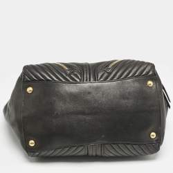 Miu Miu Black Matelasse Leather Biker Tote
