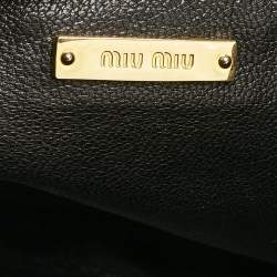 Miu Miu Black Matelasse Leather Biker Tote