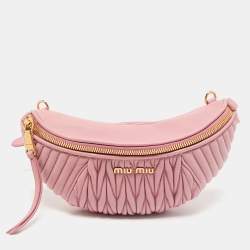 Miu Miu Pink Matelassé Leather Belt Bag