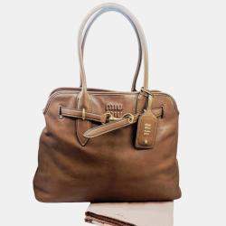 Miu Miu Brown Leather Aventure Handbag