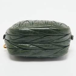 Miu Miu Dark Green Matelasse Leather Crossbody Bag