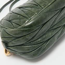 Miu Miu Dark Green Matelasse Leather Crossbody Bag
