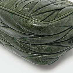 Miu Miu Dark Green Matelasse Leather Crossbody Bag