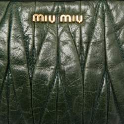 Miu Miu Dark Green Matelasse Leather Crossbody Bag