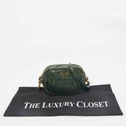 Miu Miu Dark Green Matelasse Leather Crossbody Bag