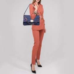 Miu Miu Purple Matelassé Nappa Leather Crystal Shoulder Bag