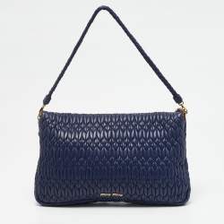 Miu Miu Purple Matelassé Nappa Leather Crystal Shoulder Bag