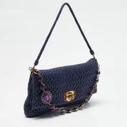 Miu Miu Purple Matelassé Nappa Leather Crystal Shoulder Bag