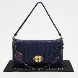 Miu Miu Purple Matelassé Nappa Leather Crystal Shoulder Bag