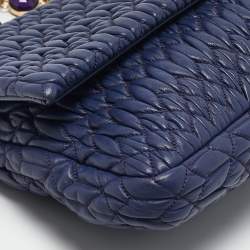 Miu Miu Purple Matelassé Nappa Leather Crystal Shoulder Bag